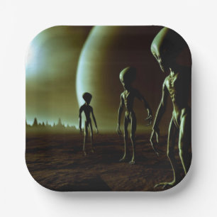 SF Gray Aliens 1 Paper Plate