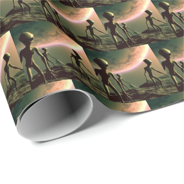 SF Grey Aliens 2 Wrapping Paper (Roll Corner)