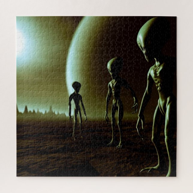 SF Grey Aliens on Alien Planet (1) Jigsaw Puzzle (Vertical)
