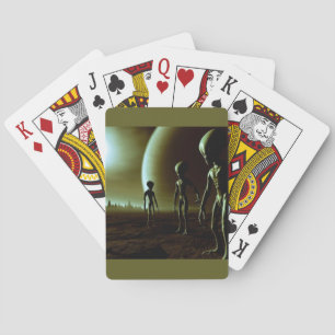 SF Grey Aliens on Alien Planet (1) Playing Cards