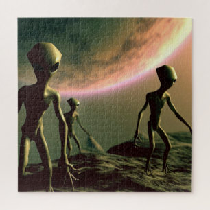 SF Grey Aliens on Alien Planet (2) Jigsaw Puzzle