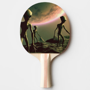 SF Grey Aliens on Alien Planet (2) Ping Pong Paddle