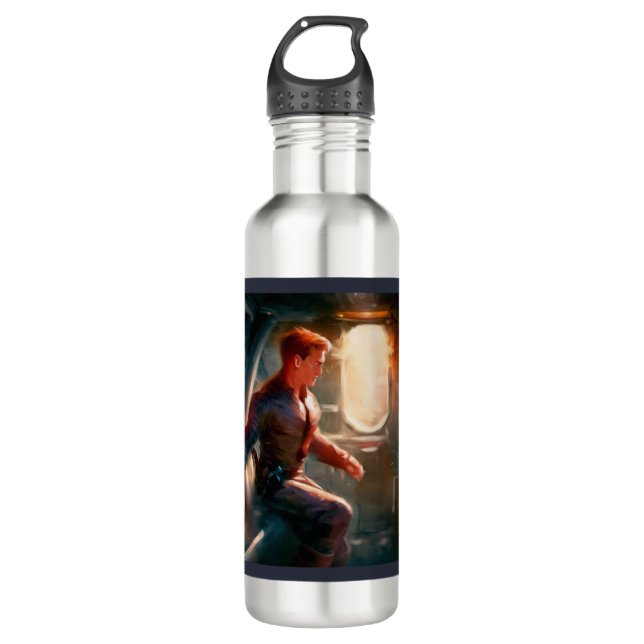 SF Hero Aboard Spaceship 1 710 Ml Water Bottle (Front)