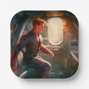 SF Hero Aboard Spaceship 1 Paper Plate