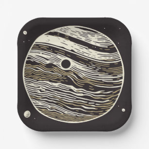 SF Jupiter Woodcut 1 Paper Plate