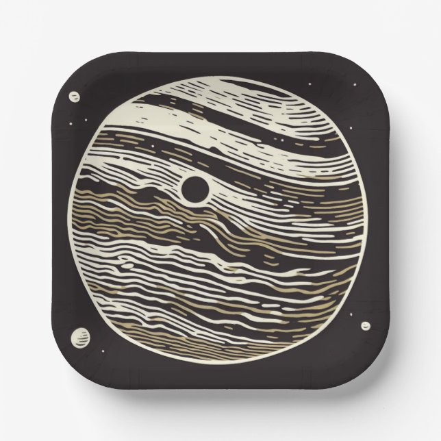 SF Jupiter Woodcut 1 Paper Plate (Front)