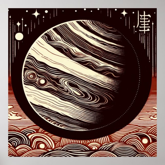 SF Jupiter Woodcut 2 Poster (Front)
