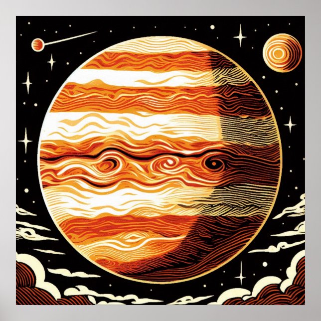 SF Jupiter Woodcut 3 Poster (Front)