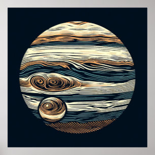 SF Jupiter Woodcut 4 Poster