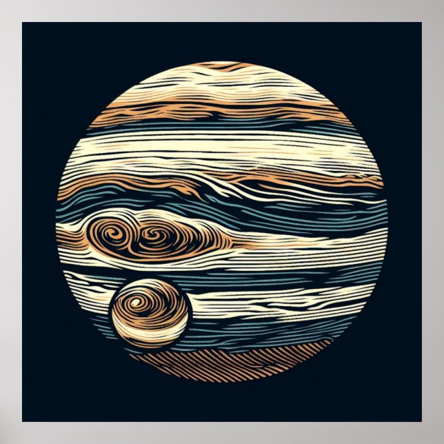 SF Jupiter Woodcut 4 Poster (Front)