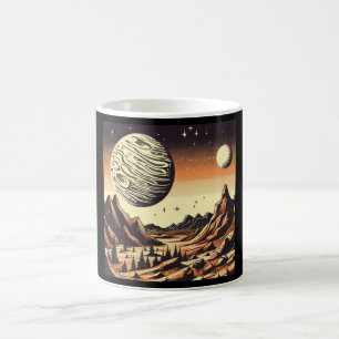 SF Mars Landscape Woodcut 1 Coffee Mug