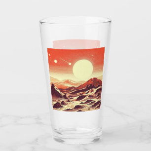 SF Mars Landscape Woodcut 2 Glass