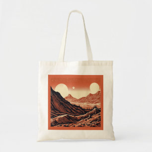 SF Mars Landscape Woodcut 4 Tote Bag