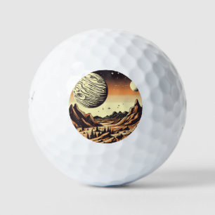 SF Martian Landscape Woodcut (1) Golf Balls