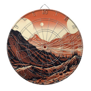 SF Martian Landscape Woodcut (4) Dartboard