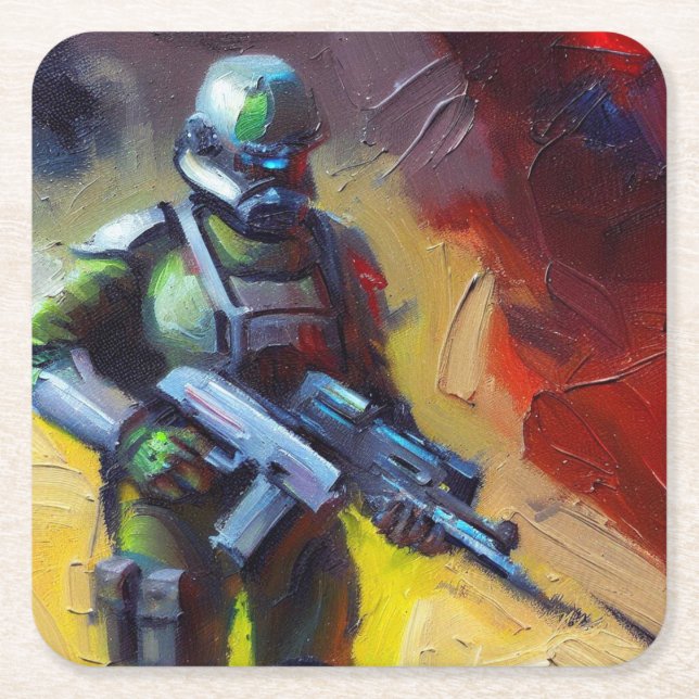 SF - Military Hero 2 Square Paper Coaster (Front)