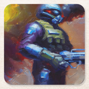 SF - Military Hero 4 Square Paper Coaster