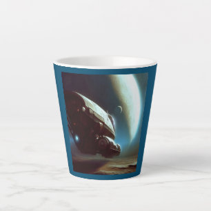 SF Orbiting Spaceship 1 Latte Mug
