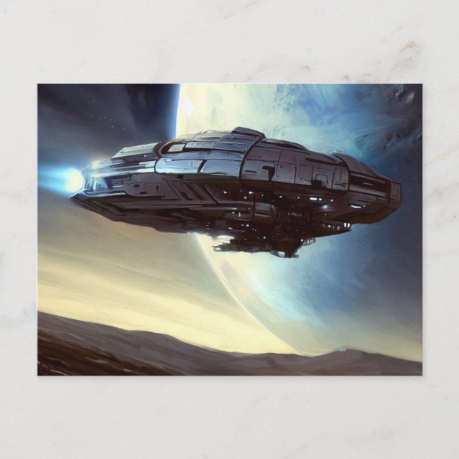 SF Orbiting Spaceship 2 Postcard (Front)