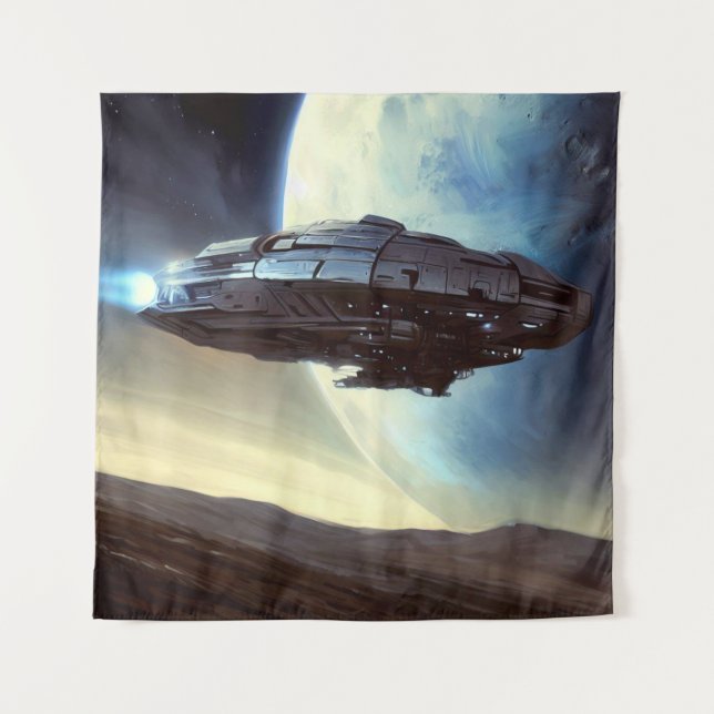 SF Orbiting Spaceship 2 Tapestry (Front)