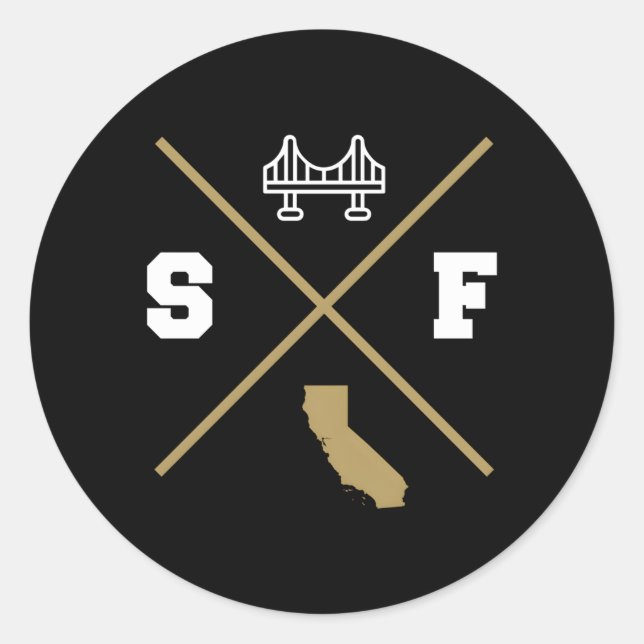 Sf San Francisco California Outline Classic Round Sticker (Front)