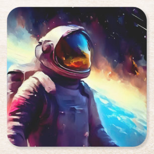 SF Space Hero 1 Square Paper Coaster
