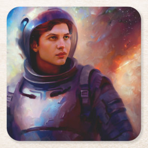 SF Space Hero 4 Square Paper Coaster