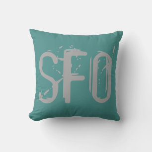 SFO Airport Grunge Typography Cushion