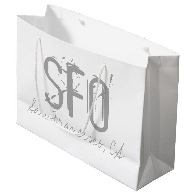 SFO San Francisco Airport Typography Large Gift Bag (Front Angled)