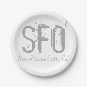 SFO San Francisco Typography Paper Plate