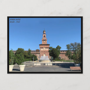 Sforza Castle - Fountain, wedding cake - Milano Postcard