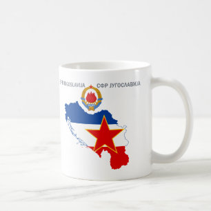 SFR Yugoslavia Historical Map Emblem and Flag Coffee Mug
