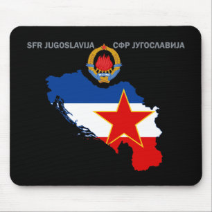 SFR Yugoslavia - Map - Emblem - Flag Mousepad. Mouse Pad