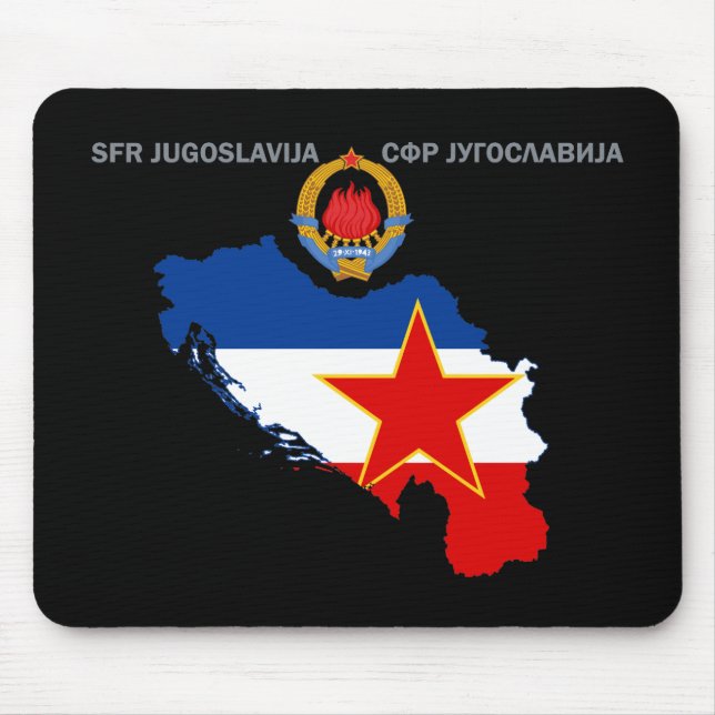 SFR Yugoslavia - Map - Emblem - Flag Mousepad. Mouse Pad (Front)