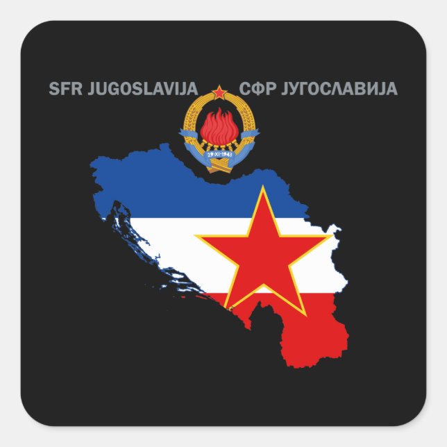 SFR Yugoslavia - Map - Emblem - Flag Sticker (Front)