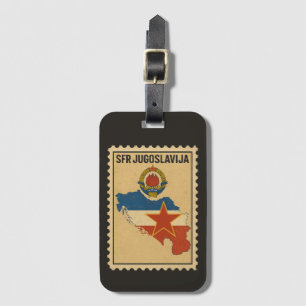SFR Yugoslavia Vintage Socialist Map Stamp Luggage Tag
