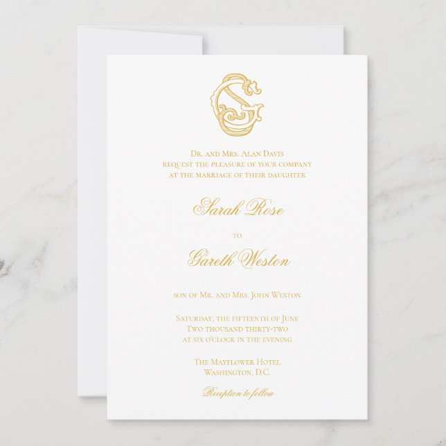 SG Monogram or GS Monogram Wedding Invitations (Front)