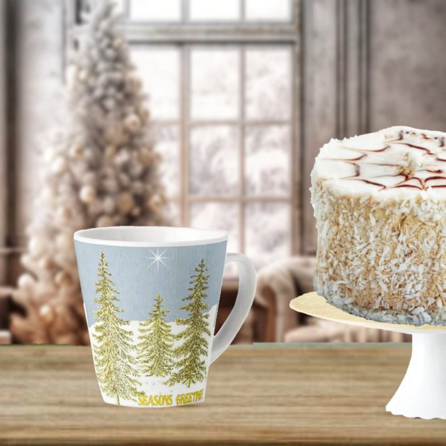 SG-Trees & Star Latte Mug (Charming holiday scene, is Sure to uplift your Christmas mood!)