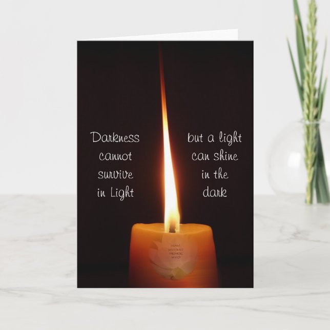 SGI Buddhist Card with Lotus Candle and NMRK (Front)