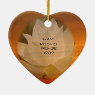 SGI Buddhist Ornament: Lotus "Nam Myoho Renge Kyo" Ceramic Tree Decoration