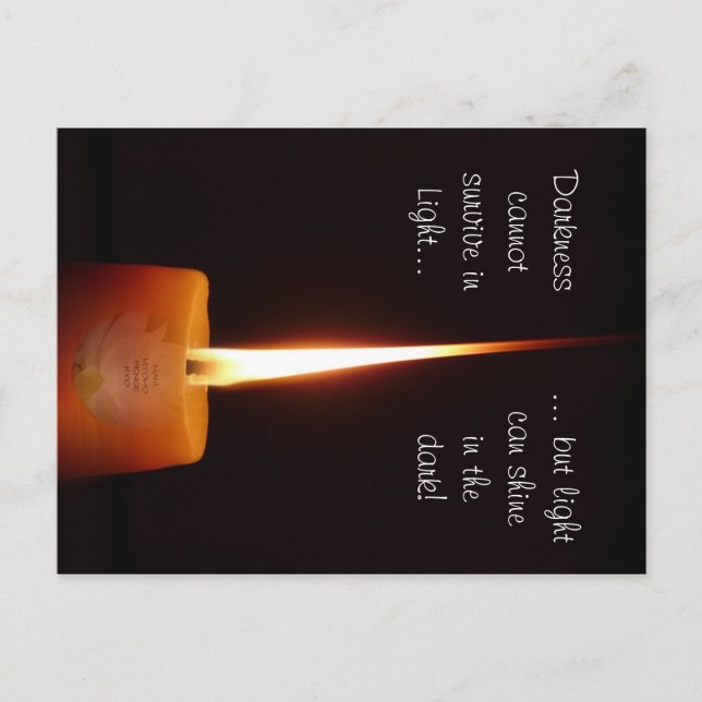 SGI Buddhist Postcard with Lotus Candle and NMRK (Front)