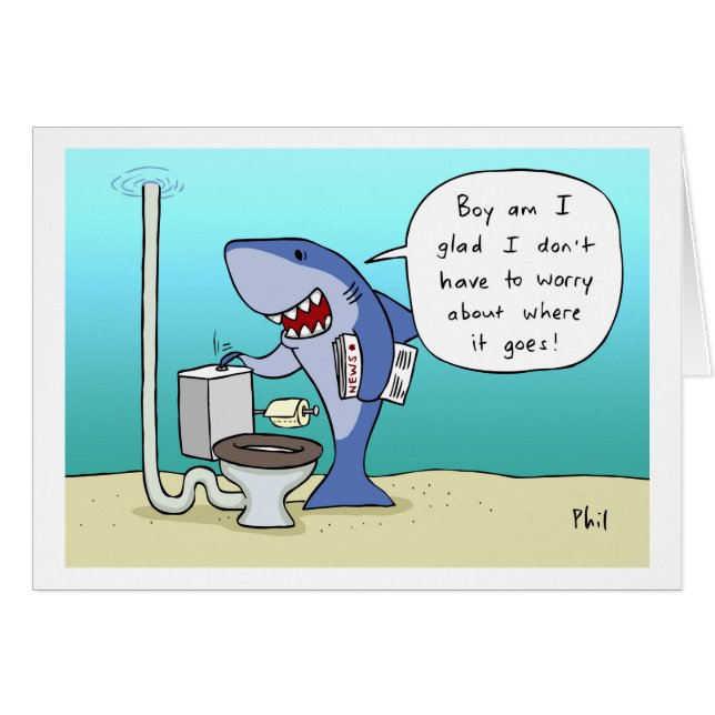 Shaaark cartoon card 104 (border) (Front Horizontal)