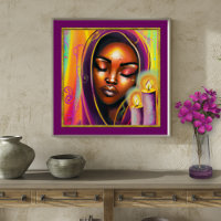 Shabbat Candle Lighting Hebrew African Woman Art
