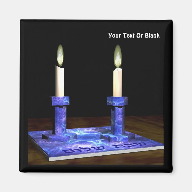 Shabbat Candlesticks Magnet (Front)