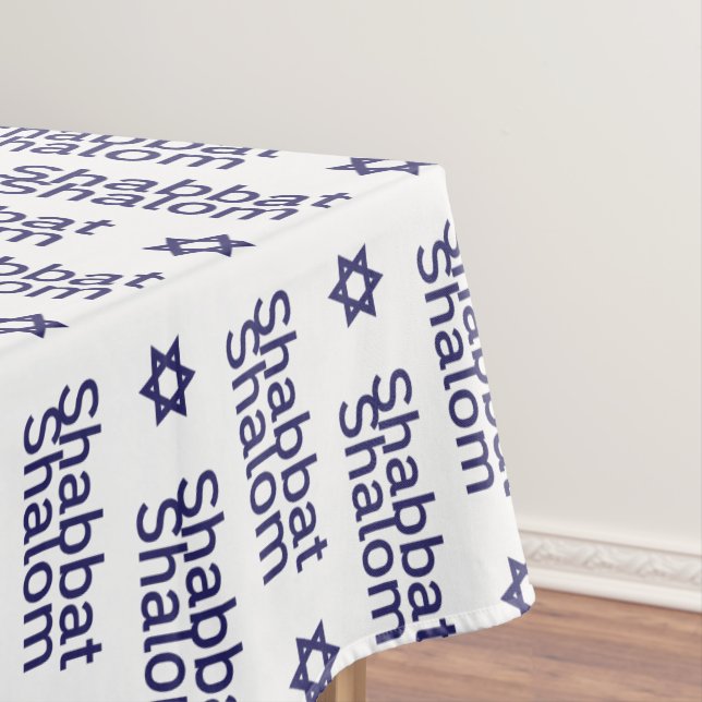 Shabbat shalom and Star of David pattern Tablecloth (In Situ)