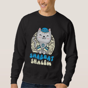 Shabbat Shalom Cat  Kitten Happy Hanukkah Chanukka Sweatshirt