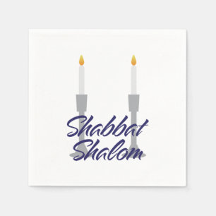 Shabbat shalom greeting and candlesticPaper Napkin