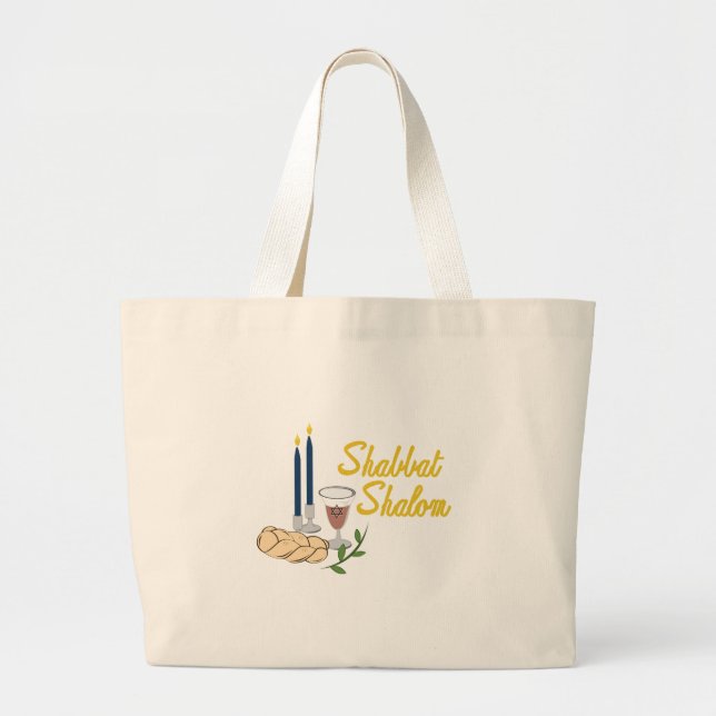 Shabbat Shalom Large Tote Bag (Front)