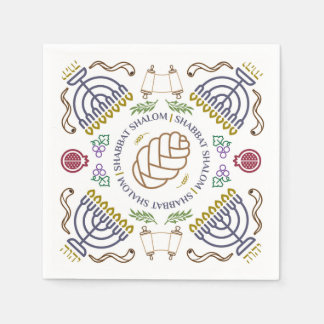 Shabbat Shalom Modern Cocktail Napkins