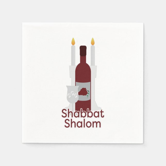 Shabbat Shalom Paper Napkin (Front)